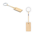 HOPPS. Rectangular bamboo keyring with PET cord