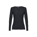 THC BUCHAREST WOMEN. Long-sleeved scoop neck fitted T-shirt for women. 100% carded cotton