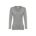 THC BUCHAREST WOMEN. Long-sleeved scoop neck fitted T-shirt for women. 100% carded cotton