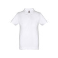 THC ADAM KIDS WH. Kids short-sleeved 100% cotton piqué polo shirt unisex). White