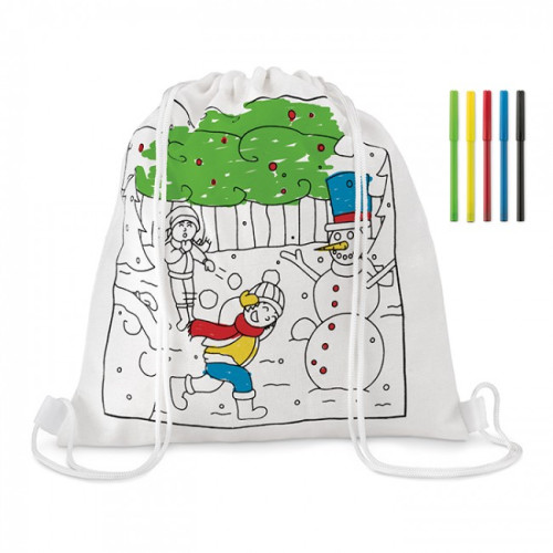 Drawstring bag  with markers