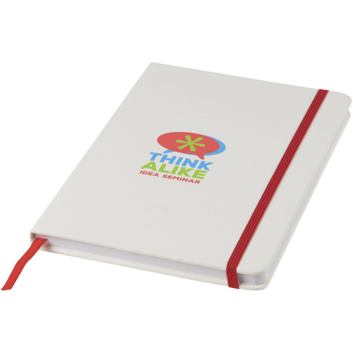 Spectrum A5 white notebook with coloured strap