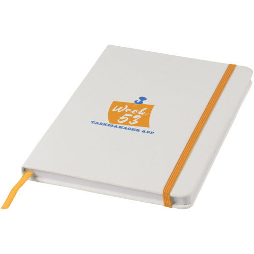 Spectrum A5 white notebook with coloured strap