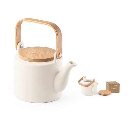 GLOGG. 700 mL ceramic teapot with bamboo lid