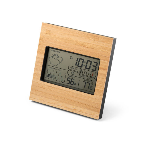 BROMLEY. Desktop weather station with LCD screen in ABS and bamboo