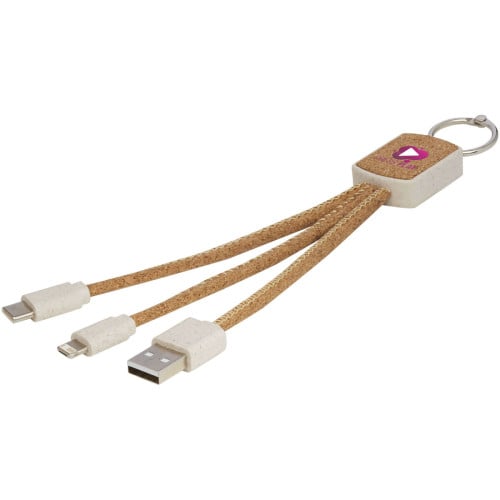 Bates wheat straw and cork 3-in-1 charging cable