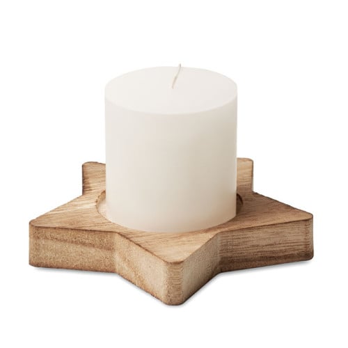 LOTUS Candle on star wooden base