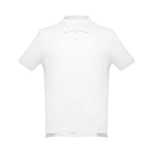 THC ADAM WH. Men's short-sleeved cotton piqué polo shirt. White