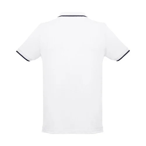 THC ROME WH. Men's Polo Shirt with contrast colour trim and buttons. White