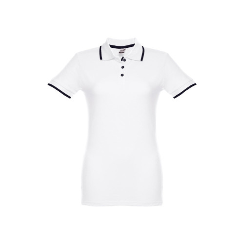 THC ROME WOMEN WH. Women's Polo Shirt with contrast colour trim and buttons