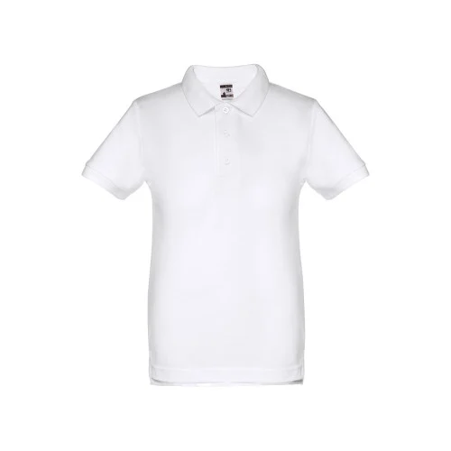 THC ADAM KIDS WH. Kids short-sleeved 100% cotton piqué polo shirt unisex). White