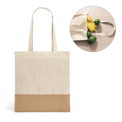 MERCAT. 100% cotton bag (160 g/m²) with imitation jute details