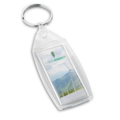 BELAIR. Rectangular shaped clear PS keyring