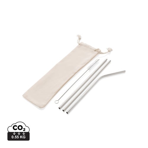 Reusable stainless steel 3 pcs straw set