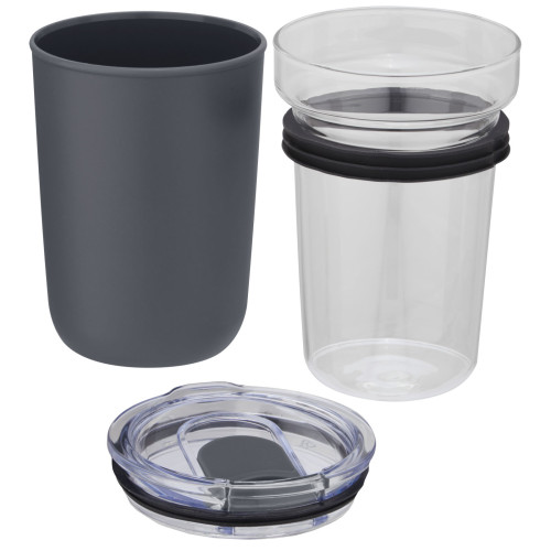 Bello 420 ml glass tumbler with recycled plastic outer wall