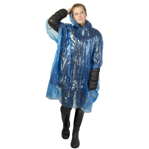 Ziva disposable rain poncho with storage pouch