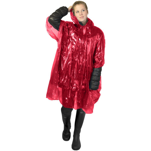 Ziva disposable rain poncho with storage pouch