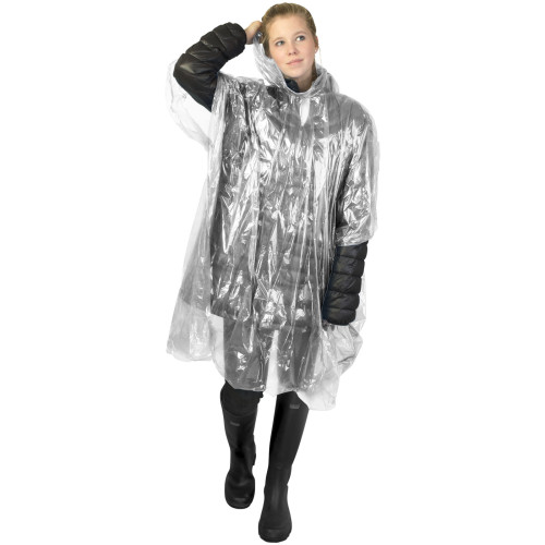 Ziva disposable rain poncho with storage pouch